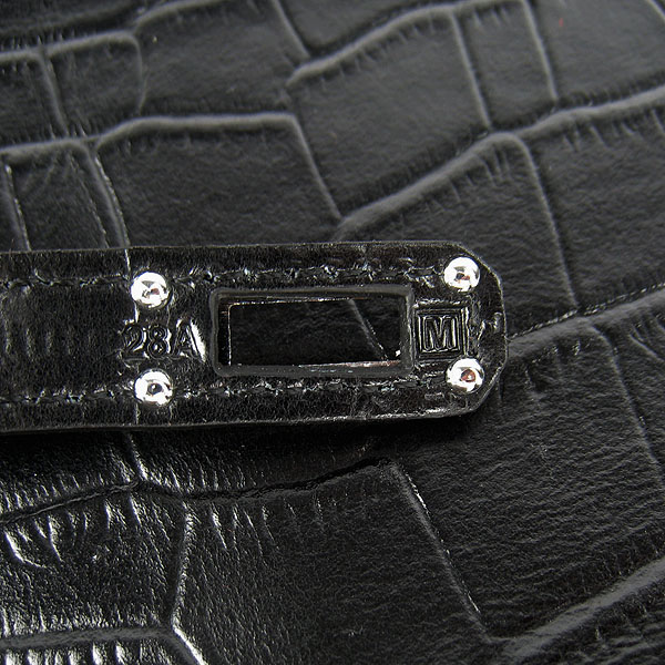 High Quality Hermes Kelly Crocodile Veins Long Clutch Bag Black H009 Replica - Click Image to Close